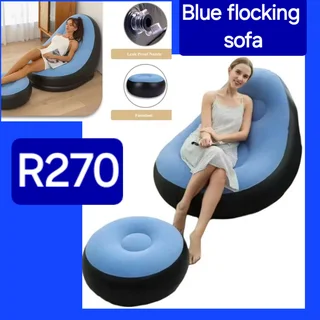 Blue flocking sofa-WHATSAPP 073 631 1491