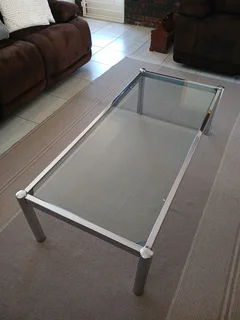 Glass and chrome  coffee table