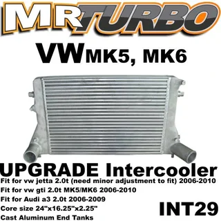 Intercooler For Audi A3 Fsi Tsi 2.0t 06-10 Vw Gti Jetta Mk5 Mk6 Gen2