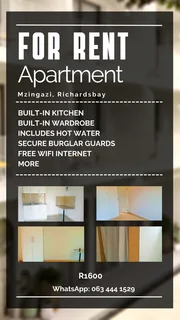 Bachelor Flat in Mzingazi R1600