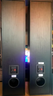 Pair of Sansui HT-4002 EX floor-standing speakers with covers