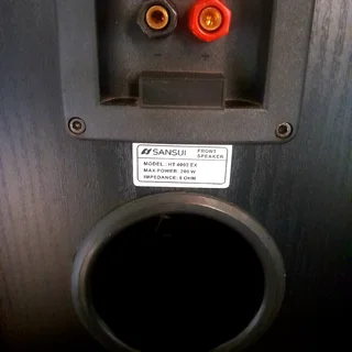 Pair of Sansui HT-4002 EX floor-standing speakers with covers