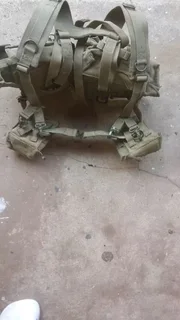 SADF Skeleton webbing set with 2 x dixie pan sets, water bottle and ammo pouches complete