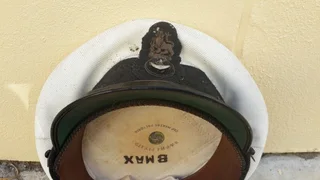 Old army helmet and navy cap and beret selling the lot