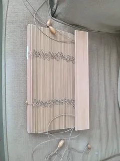 Narrow strip wood venetian blinds.Redwood wood effect two available in excellent condition.