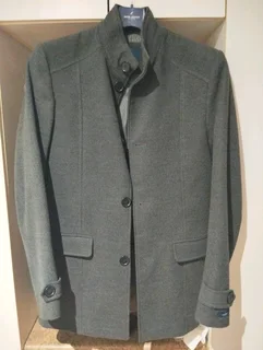 Grey Long Trench Coat - Medium