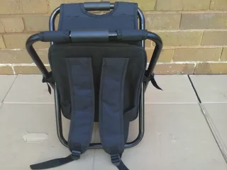 Backpack stool and cooler bag.