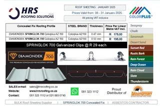 Springlok 700 Roof Sheeting, Springlok 700 Clips, Sisalation Foil Insulation. Asbestos Removals