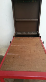 Tool cabinet with workbench - portable with folding worktop