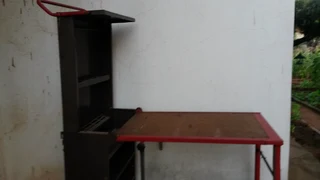 Tool cabinet with workbench - portable with folding worktop