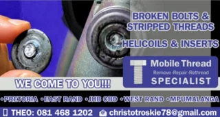Broken bolt removal, stripped thread repair, gloplugs, sumpplugs, sparkplugs, helicoils and inserts.