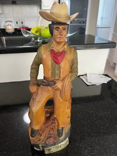 Vintage 1981 Jim Beam Liquor Bottle Cowboy Decanter Barware 15” sealed