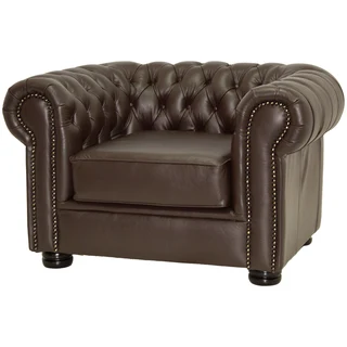 Chesfield Armchair - Genuine Leather Brown