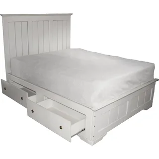 Grand Bed Queen extra length 4 drawers - Stone wash - SAMB4