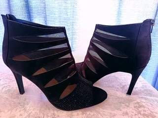 Black Suede Booty Shoe (Size 8)
