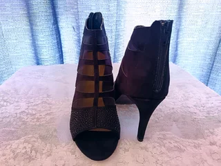 Black Suede Booty Shoe (Size 8)