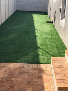 Transform your space with low maintenance Synthetic grass. Call Dura Pave on 082 723 0293.