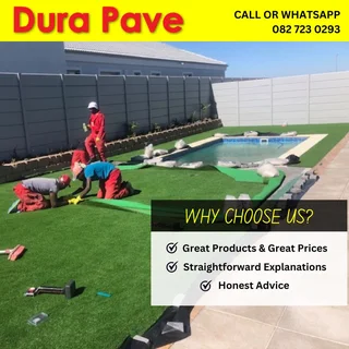 Go green all year round with Dura Pave. Call us on  082 723 0293 for the best artificial grass.