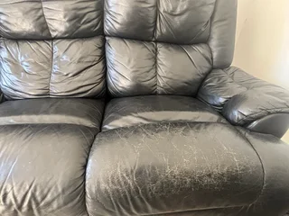 Leather reclining couch sofa