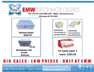 Till rolls and thermal paper rolls