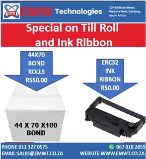 Till rolls and ink ribbon