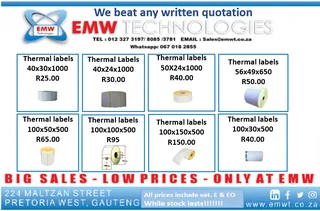 Thermal labels on special