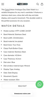 Casio Watch MTP-1239D-2ADF