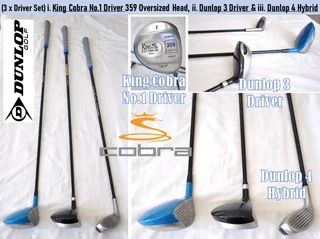(3xDriver Set) King Cobra No.1 Driver 359 Oversized Head, Dunlop 3 Driver &amp; Dunlop 4 Hybrid