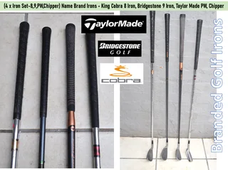 (4xIron Set-8,9,PW,Chipper) - King Cobra 8 Iron, Bridgestone 9 Iron, Taylor Made PW, Chipper