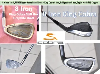 (4xIron Set-8,9,PW,Chipper) - King Cobra 8 Iron, Bridgestone 9 Iron, Taylor Made PW, Chipper