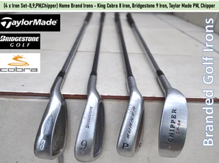 (4xIron Set-8,9,PW,Chipper) - King Cobra 8 Iron, Bridgestone 9 Iron, Taylor Made PW, Chipper