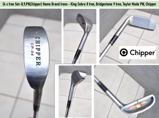 (4xIron Set-8,9,PW,Chipper) - King Cobra 8 Iron, Bridgestone 9 Iron, Taylor Made PW, Chipper