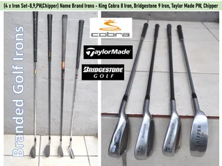 (4xIron Set-8,9,PW,Chipper) - King Cobra 8 Iron, Bridgestone 9 Iron, Taylor Made PW, Chipper