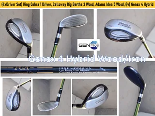 (4xDriver Set) King Cobra 1 Driver, Calloway Big Bertha 3 Wood, Adams Idea 5 Wood, (iv) 4 Hybrid