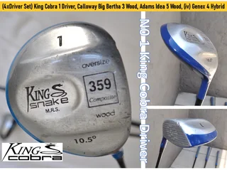 (4xDriver Set) King Cobra 1 Driver, Calloway Big Bertha 3 Wood, Adams Idea 5 Wood, (iv) 4 Hybrid