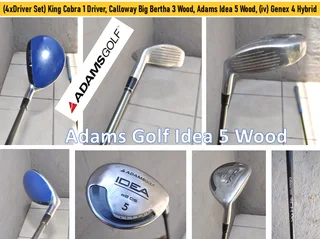(4xDriver Set) King Cobra 1 Driver, Calloway Big Bertha 3 Wood, Adams Idea 5 Wood, (iv) 4 Hybrid