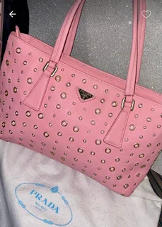 Salmon Prada Grommet Handbag