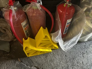 Fire Extinguishers , Stop Blocks , Tarpaulins, Cargo Nets , Chains, Ratchets, Corner Plates Etc