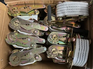 FIRE EXTINGUISHERS , STOP BLOCKS , TARPAULINS, CARGO NETS , CHAINS, RATCHETS, CORNER PLATES ETC