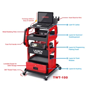 Launch TWT100 - multi functional tool trolley/mobile work station with 5 layer design