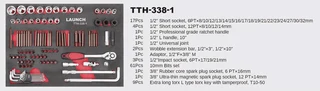 Launch TTH-338 tool trolley containing full range (338 pieces) - perfect for vehicle maintenance