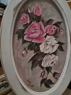 Vintage Roses Framed Painting.