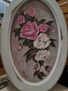 Vintage Roses Framed Painting.