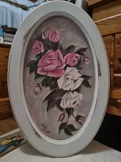 Vintage Roses Framed Painting.