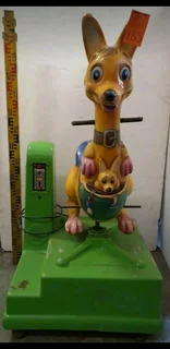 Antique Coin Operated Childrens Ride On Kangaroo &amp; Joey.