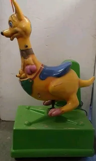 Antique Coin Operated Childrens Ride On Kangaroo &amp; Joey.