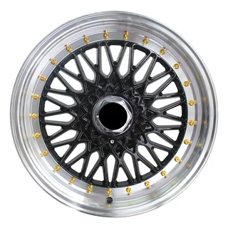17 Inch - BSS - 8x100/114.3 - Black Machined Lip/Gold Rivets