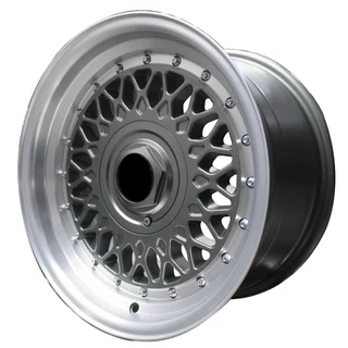 15 Inch - Santiago BSS - 4x100/108 - Grey Machine Lip&#43; Silver Rivets