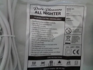 Pure Pleasure Electric Blanket. Single