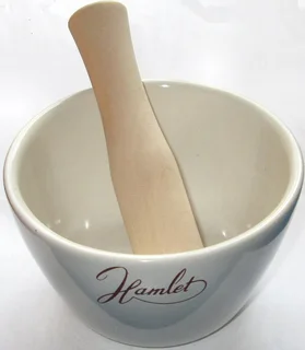 Villieria: Pestle and mortar - wood - glass - medium.